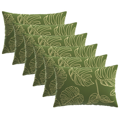 Cushion Cover 6 pcs HEERLEN Leaf Design 50 x 80 cm Polyester