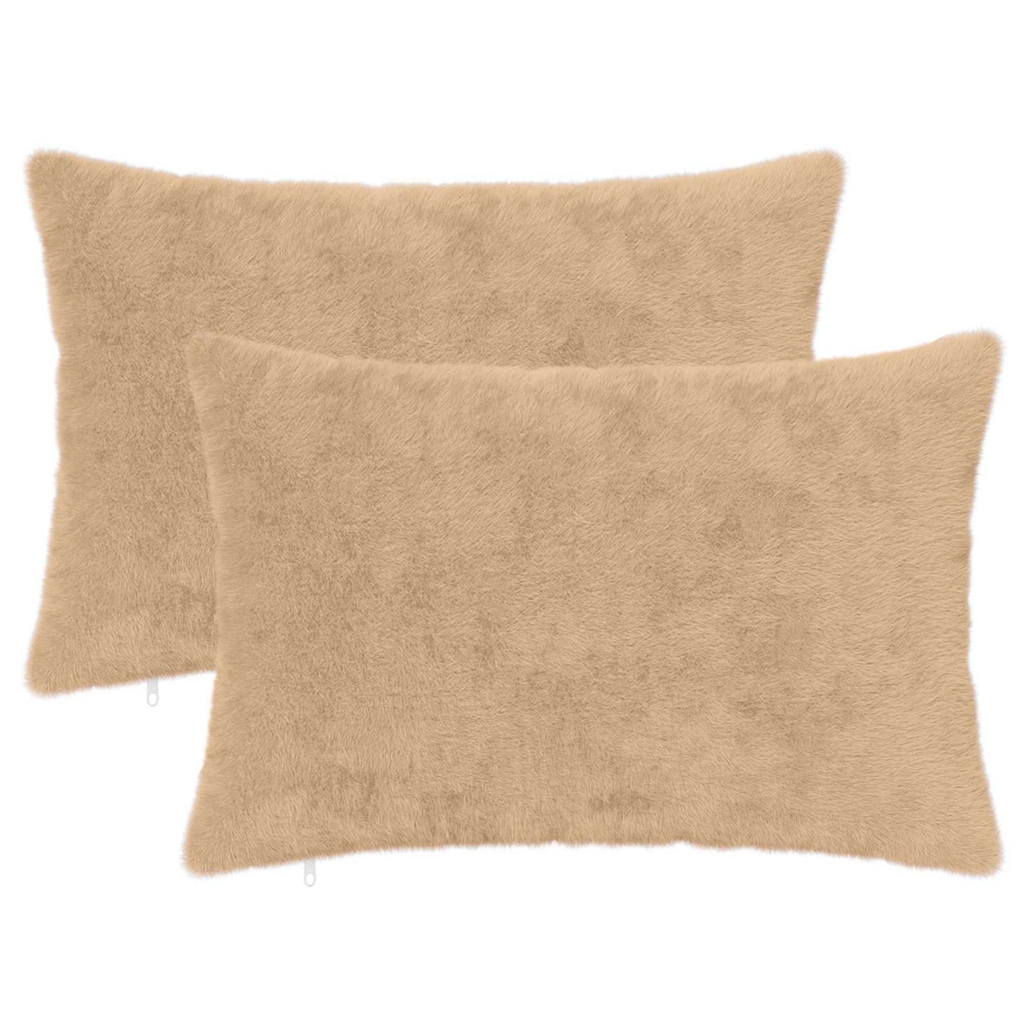Cushion Cover 2 pcs HEERLEN Cream 50 x 80 cm Faux Rabbit Fur