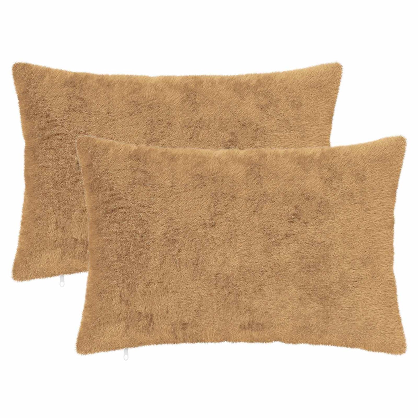 Cushion Cover 2 pcs HEERLEN Taupe 50 x 80 cm Faux Rabbit Fur