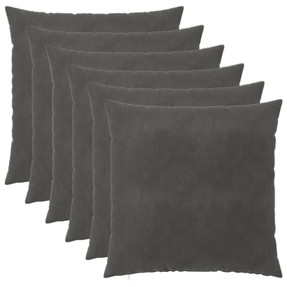 Cushion Cover 6 pcs HEERLEN Dark Grey 55 x 55 cm Velvet