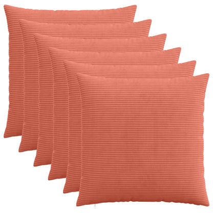 Cushion Cover 6 pcs HEERLEN Red Orange 55 x 55 cm Corduroy
