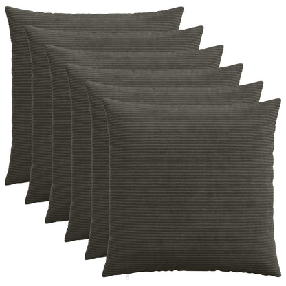 Cushion Cover 6 pcs HEERLEN Anthracite 55 x 55 cm Corduroy