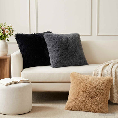 Cushion Cover 6 pcs HEERLEN Taupe 55 x 55 cm PV Fleece