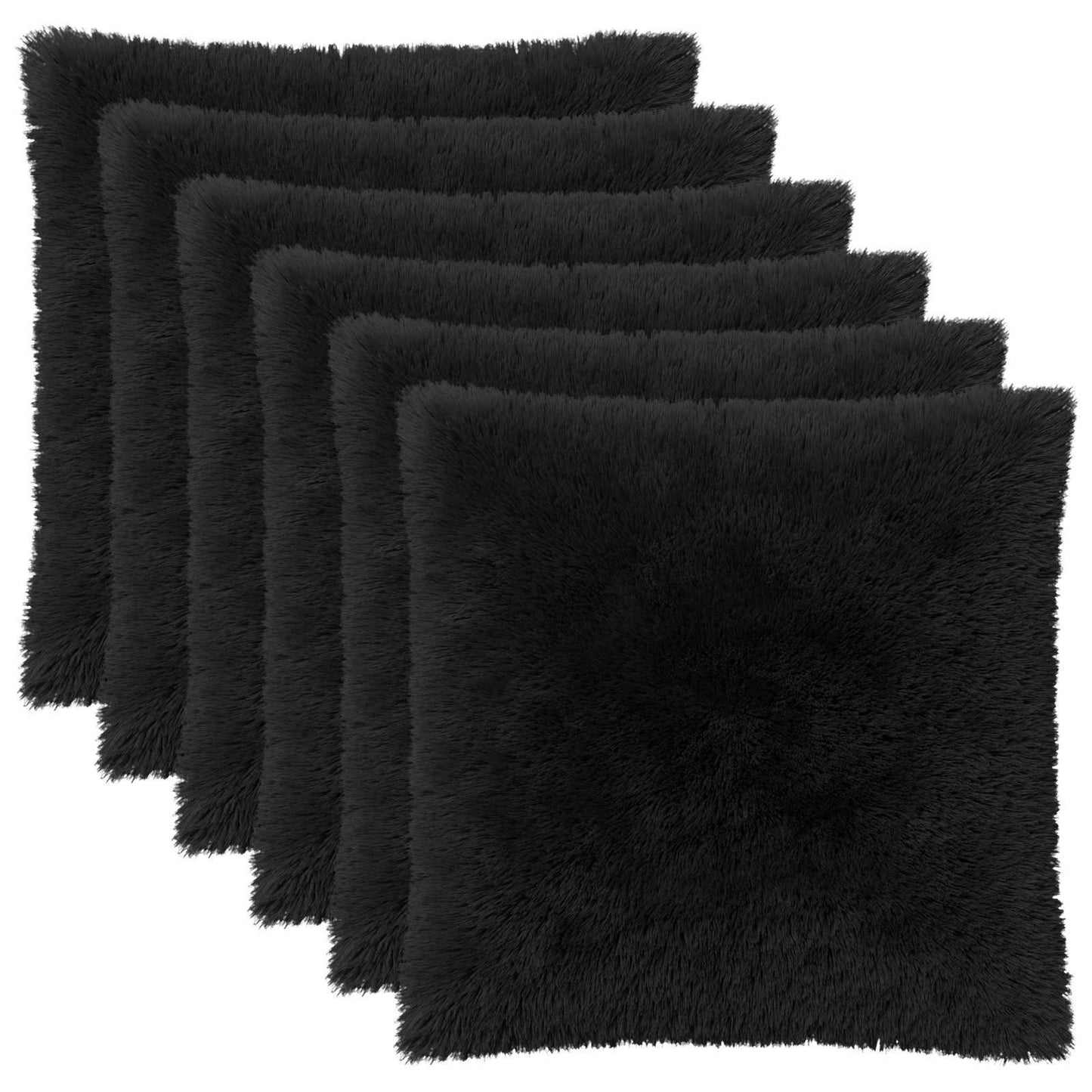 Cushion Cover 6 pcs HEERLEN Black 55 x 55 cm PV Fleece