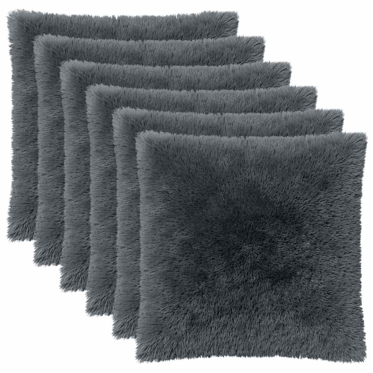 Cushion Cover 6 pcs HEERLEN Anthracite 55 x 55 cm PV Fleece