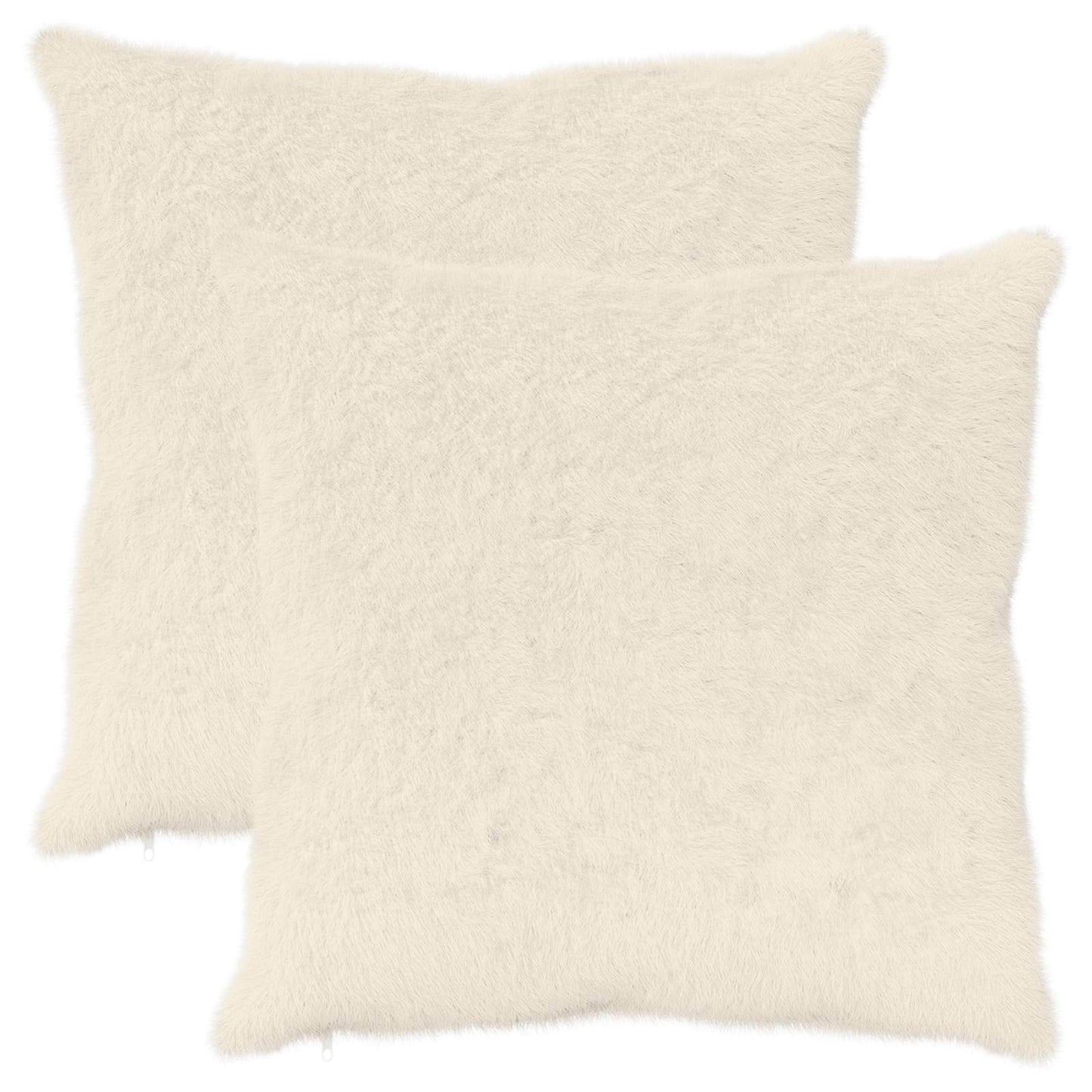 Cushion Cover 2 pcs HEERLEN White 55 x 55 cm Faux Rabbit Fur