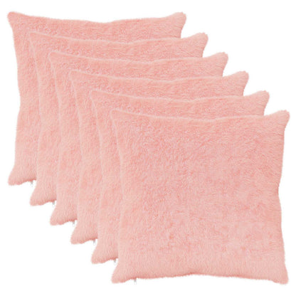 Cushion Cover 6 pcs HEERLEN Pink 55 x 55 cm Faux Rabbit Fur