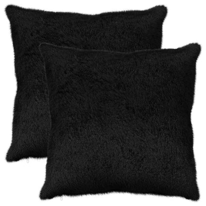 Cushion Cover 2 pcs HEERLEN Black 55 x 55 cm Faux Rabbit Fur
