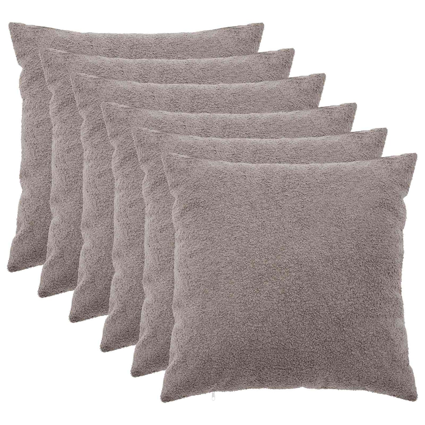 Cushion Cover 6 pcs HEERLEN Light Grey 60 x 60 cm Bouclé