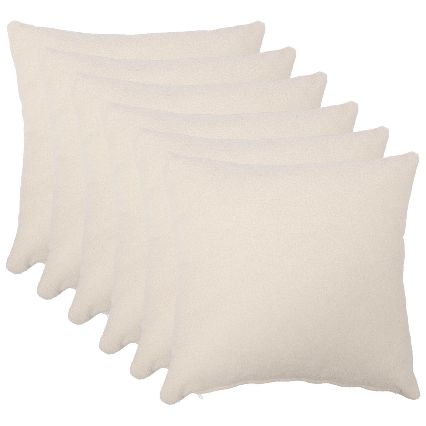 Cushion Cover 6 pcs HEERLEN Cream 60 x 60 cm Bouclé