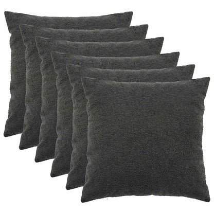 Cushion Cover 6 pcs HEERLEN Dark Grey 60 x 60 cm Bouclé