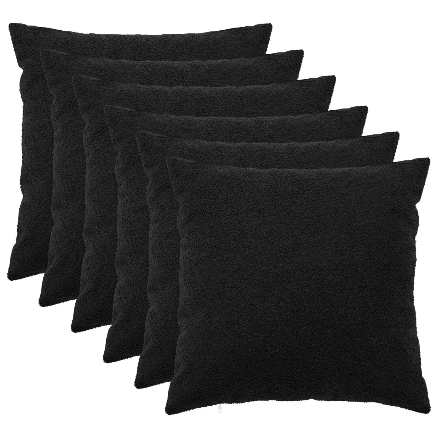 Cushion Cover 6 pcs HEERLEN Black 60 x 60 cm Bouclé
