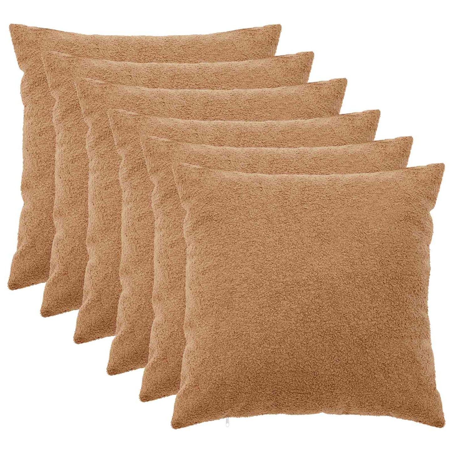 Cushion Cover 6 pcs HEERLEN Beige 60 x 60 cm Bouclé