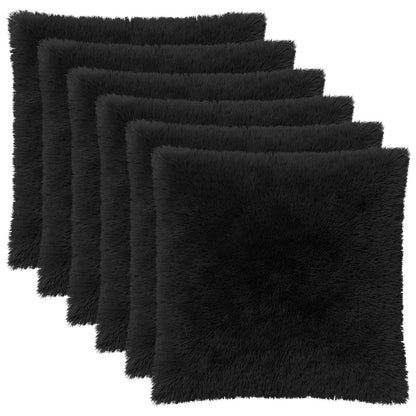 Cushion Cover 6 pcs HEERLEN Black 60 x 60 cm PV Fleece