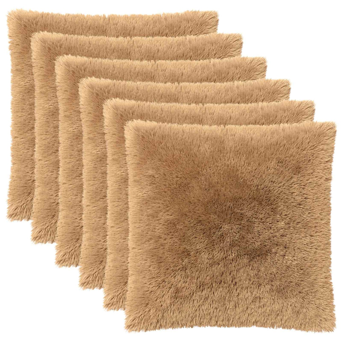 Cushion Cover 6 pcs HEERLEN Taupe 60 x 60 cm PV Fleece