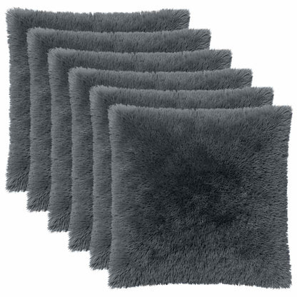 Cushion Cover 6 pcs HEERLEN Anthracite 60 x 60 cm PV Fleece