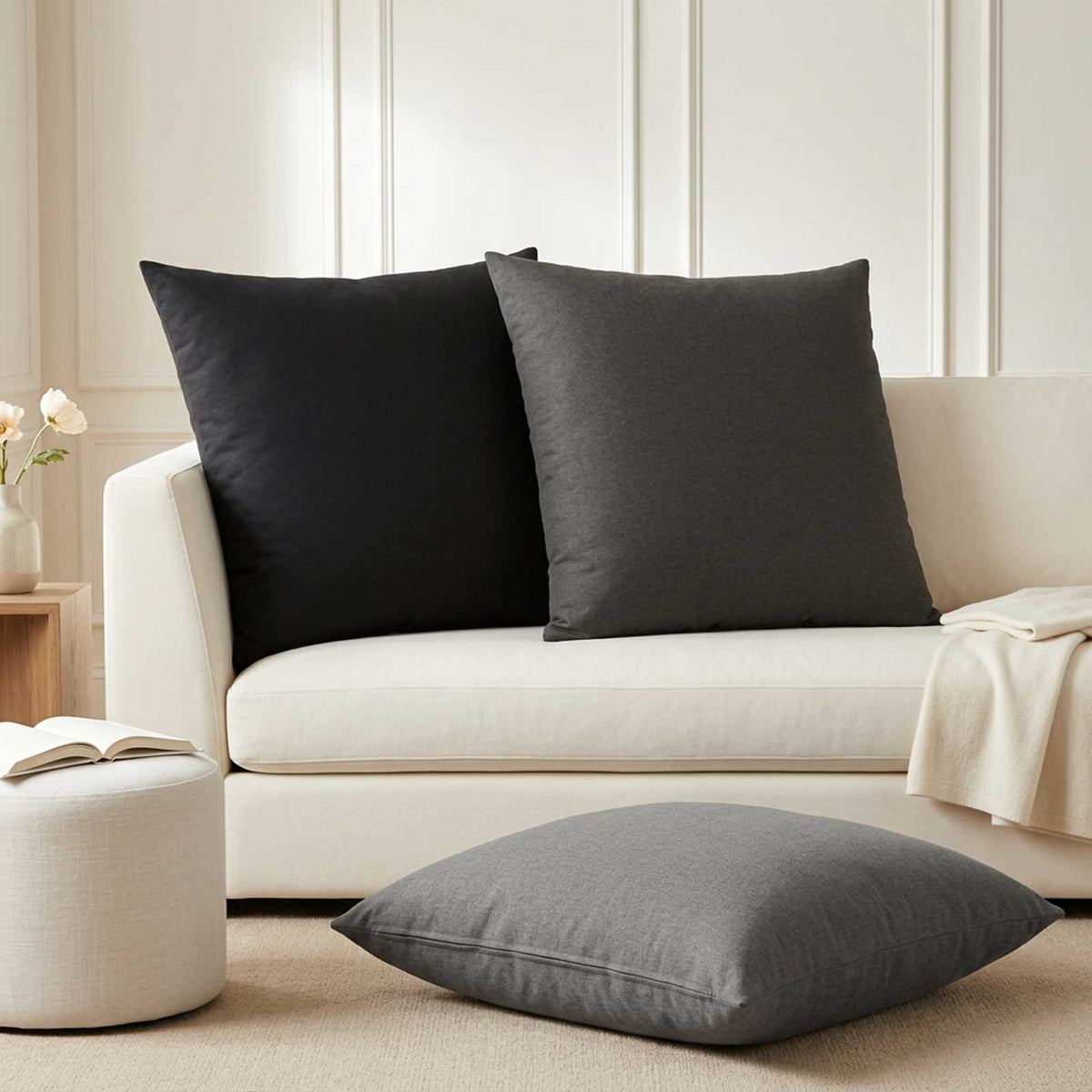 Throw Pillow 2 pcs HEERLEN Black 80 x 80 cm Fabric