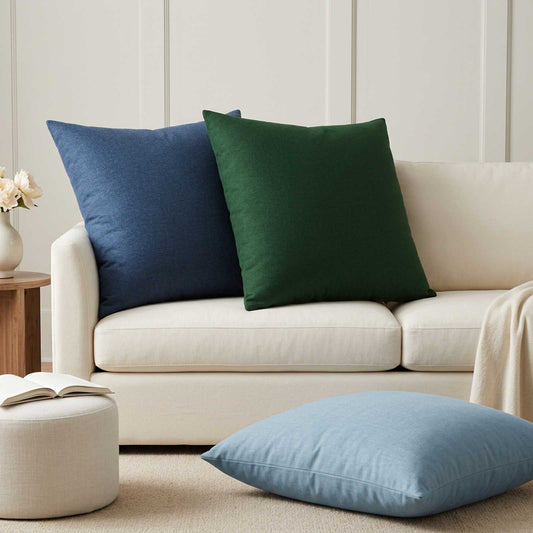 Cushion with Pillow HEERLEN 2 pcs Jeans Blue Fabric