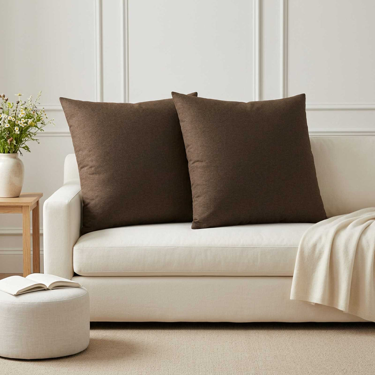 Throw Pillow 2 pcs HEERLEN Taupe 80 x 80 cm Fabric
