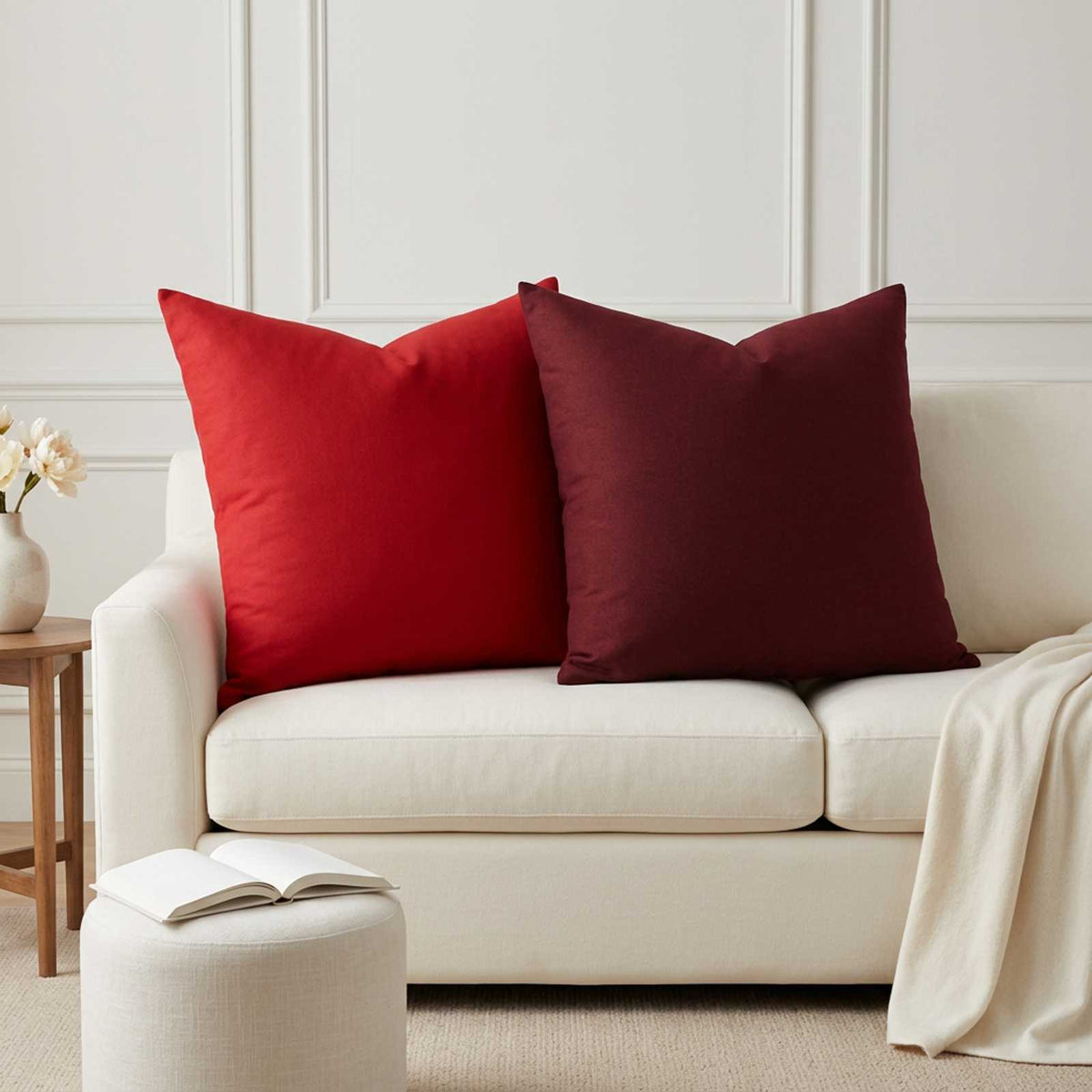 Throw Pillow 2 pcs HEERLEN Wine Red 80 x 80 cm Fabric