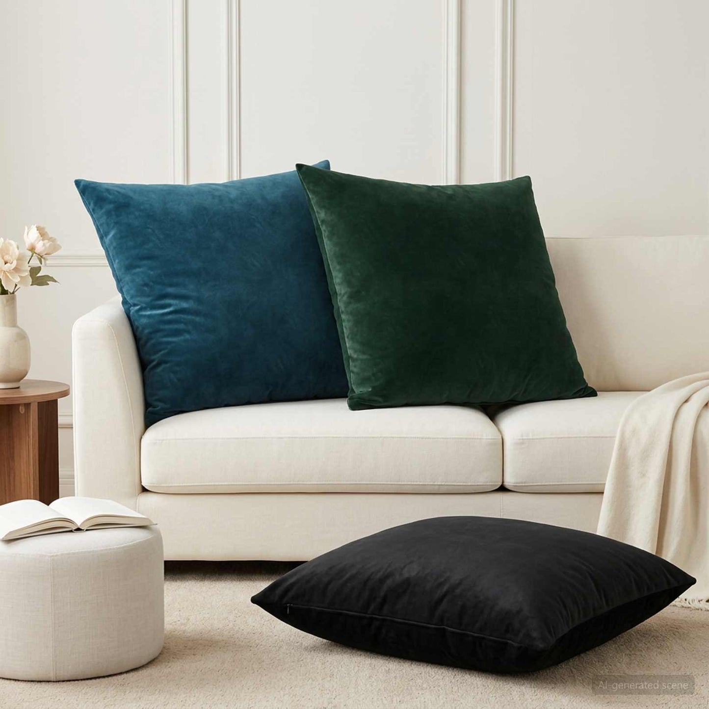 Cushion Cover 6 pcs HEERLEN Dark Green 65 x 65 cm Velvet