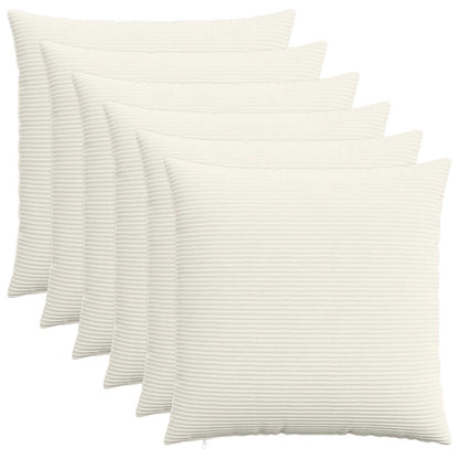 Cushion Cover 6 pcs HEERLEN Cream 65 x 65 cm Corduroy