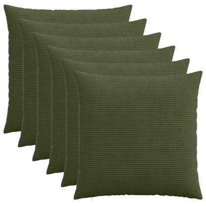 Cushion Cover 6 pcs HEERLEN Green 65 x 65 cm Corduroy