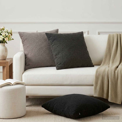 Cushion Cover 6 pcs HEERLEN Dark Grey 65 x 65 cm Bouclé