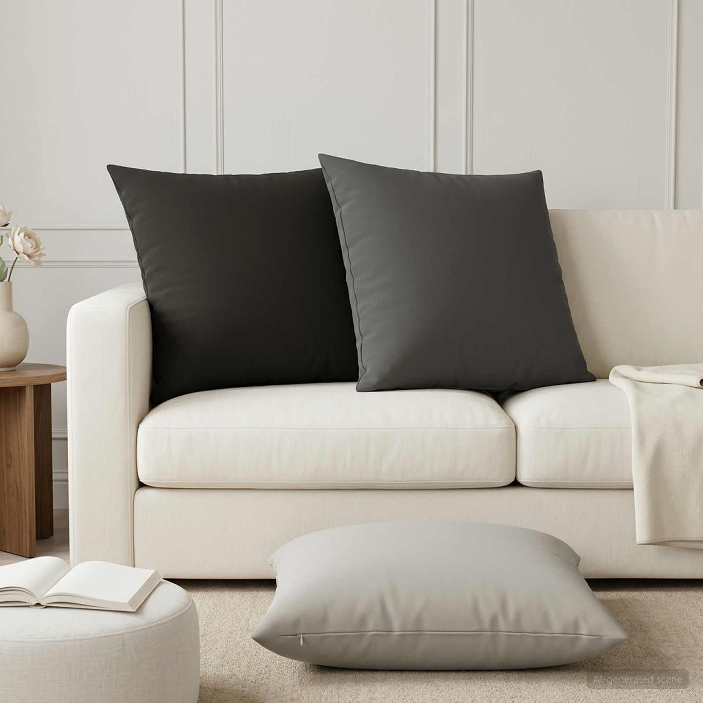 Cushion Cover 6 pcs HEERLEN Black 80 x 80 cm Polyester