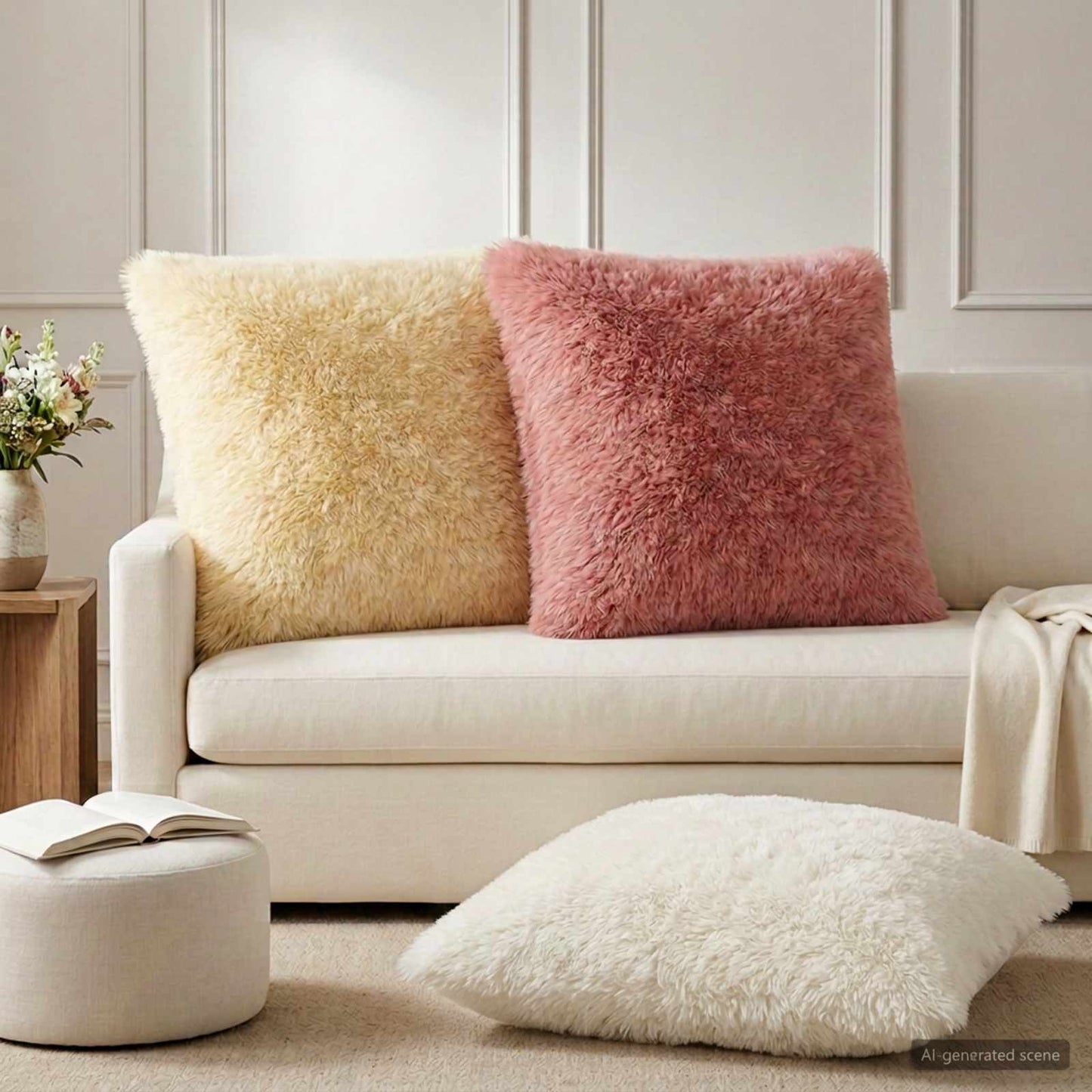 Cushion Cover 6 pcs HEERLEN White 65 x 65 cm PV Fleece