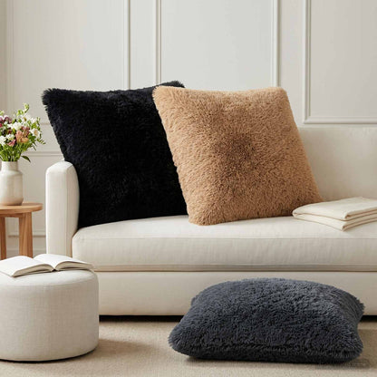 Cushion Cover 6 pcs HEERLEN Black 65 x 65 cm PV Fleece