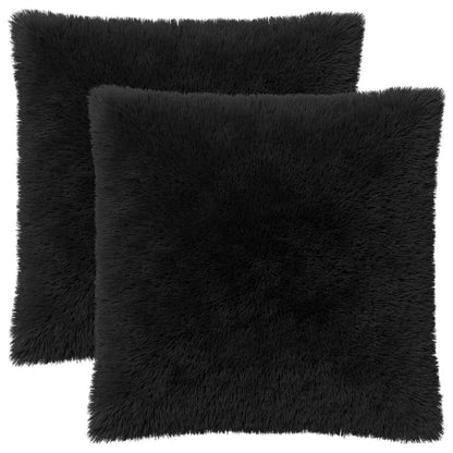Cushion Cover 2 pcs HEERLEN Black 65 x 65 cm PV Fleece