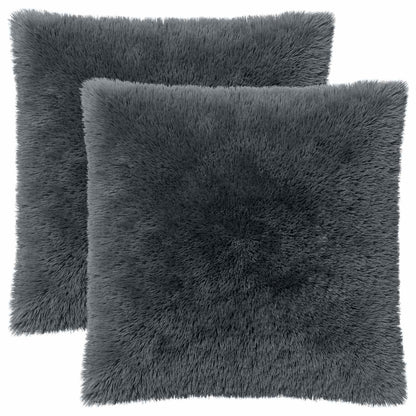 Cushion Cover 2 pcs HEERLEN Anthracite 65 x 65 cm PV Fleece