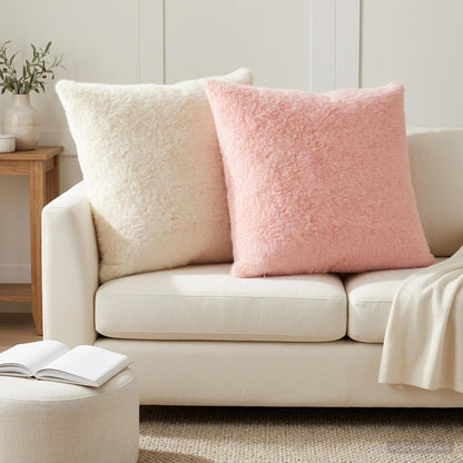 Cushion Cover 6 pcs HEERLEN White 65 x 65 cm Faux Rabbit Fur
