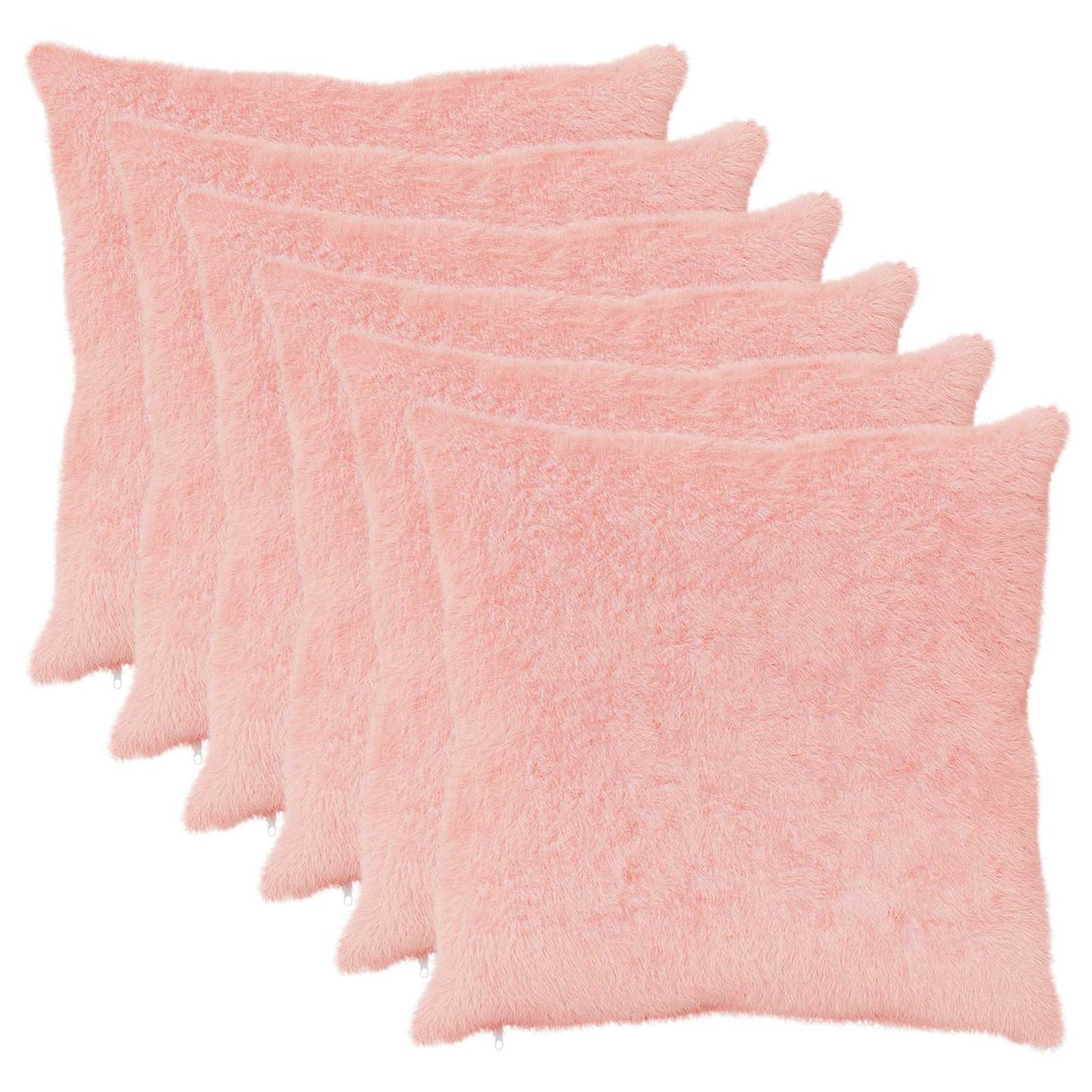 Cushion Cover 6 pcs HEERLEN Pink 65 x 65 cm Faux Rabbit Fur