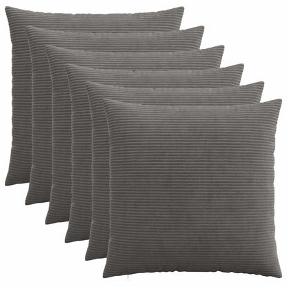 Cushion Cover 6 pcs HEERLEN Dark Grey 70 x 70 cm Corduroy