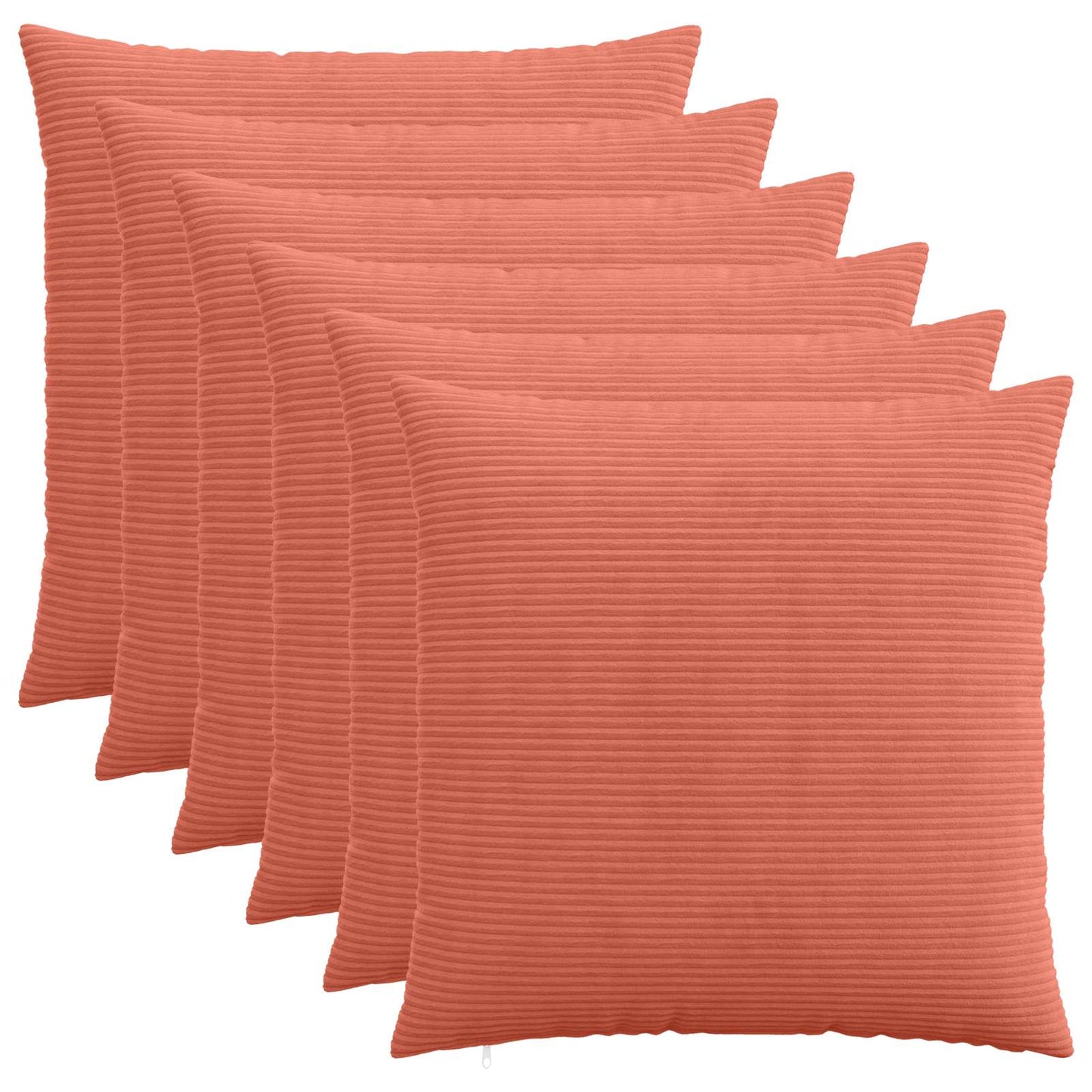Cushion Cover 6 pcs HEERLEN Red Orange 70 x 70 cm Corduroy