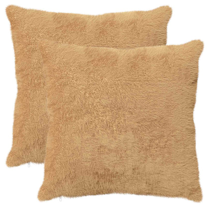 Cushion Cover 2 pcs HEERLEN Taupe 70 x 70 cm Faux Rabbit Fur
