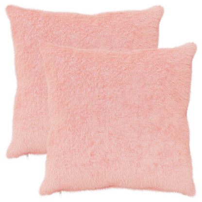 Cushion Cover 2 pcs HEERLEN Pink 70 x 70 cm Faux Rabbit Fur