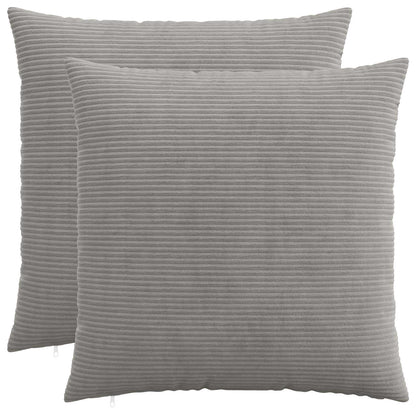 Cushion Cover 2 pcs HEERLEN Light Grey 80 x 80 cm Corduroy