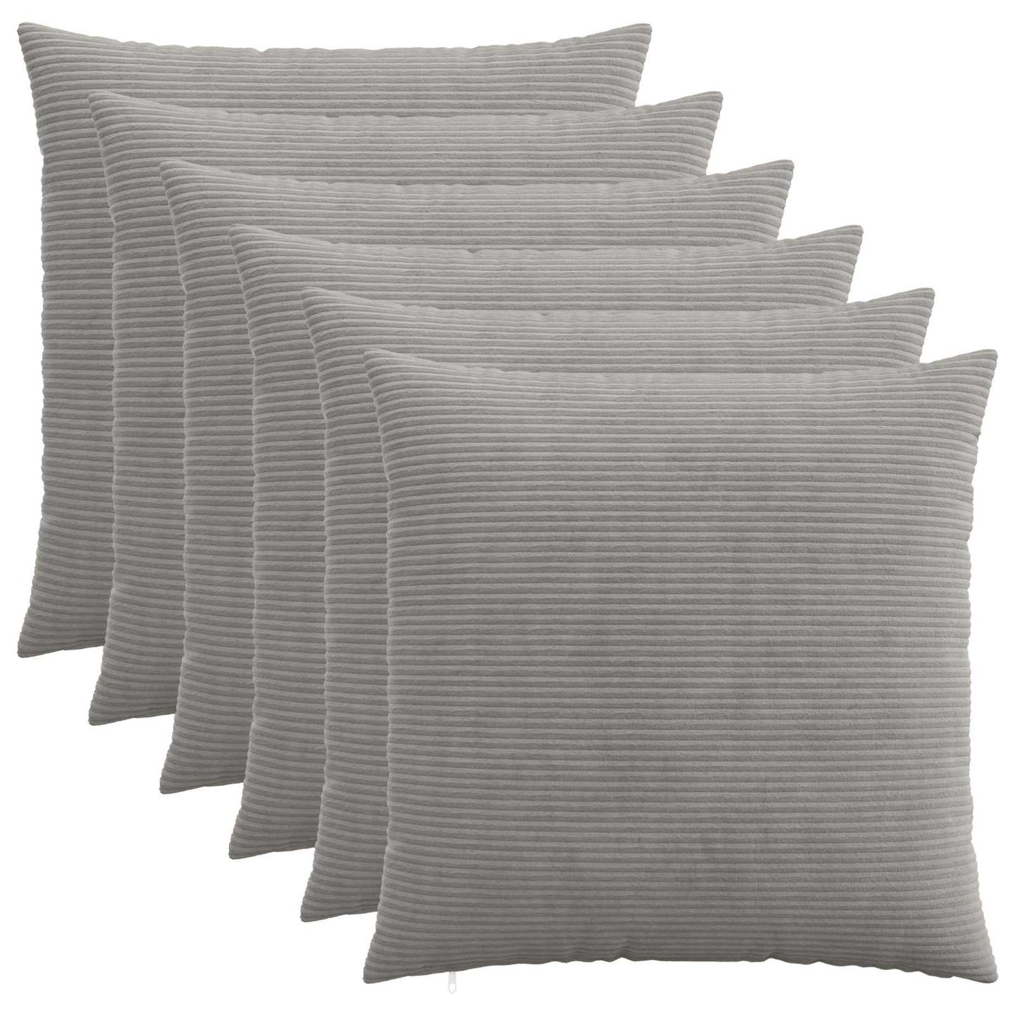 Cushion Cover 6 pcs HEERLEN Light Grey 80 x 80 cm Corduroy