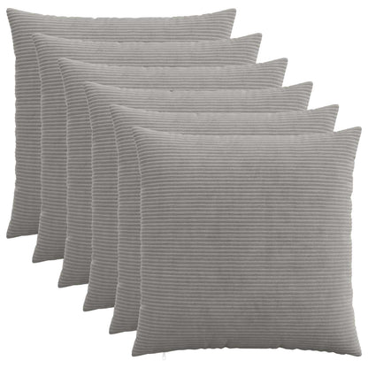 Cushion Cover 6 pcs HEERLEN Light Grey 80 x 80 cm Corduroy