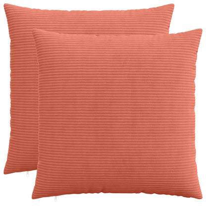 Cushion Cover 2 pcs HEERLEN Red Orange 80 x 80 cm Corduroy