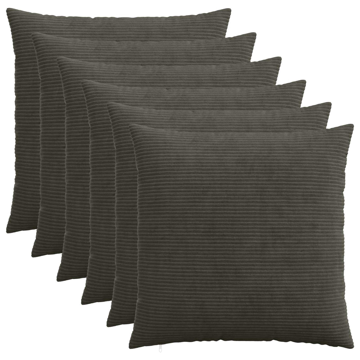 Cushion Cover 6 pcs HEERLEN Anthracite 80 x 80 cm Corduroy