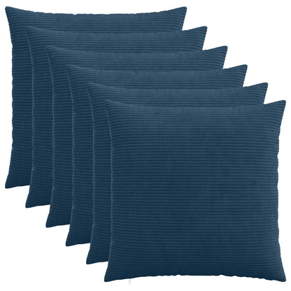Cushion Cover 6 pcs HEERLEN Navy Blue 80 x 80 cm Corduroy