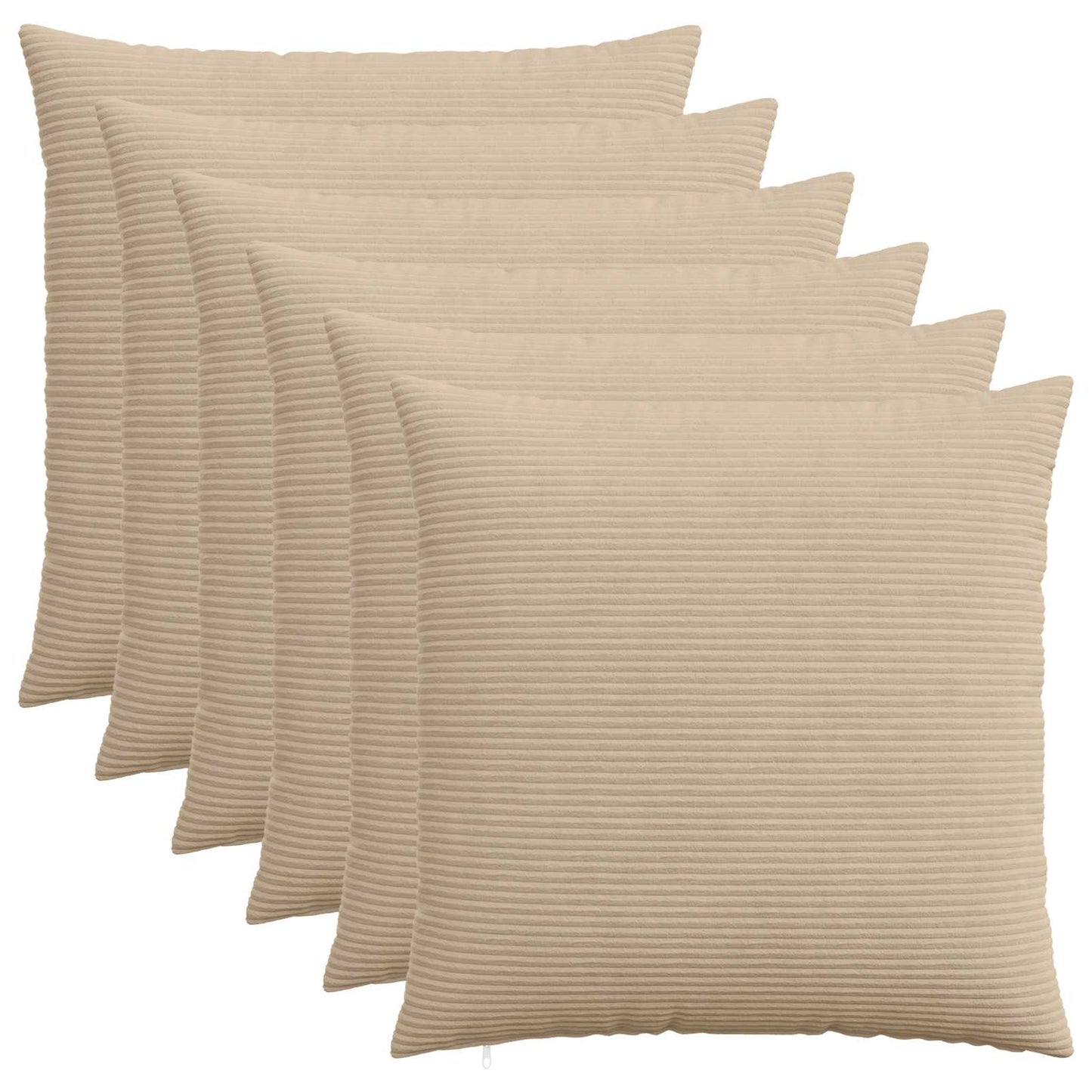 Cushion Cover 6 pcs HEERLEN Taupe 80 x 80 cm Corduroy
