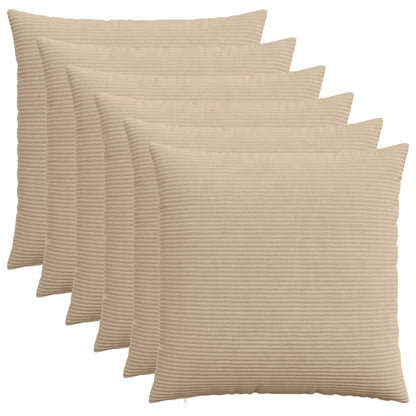 Cushion Cover 6 pcs HEERLEN Taupe 80 x 80 cm Corduroy