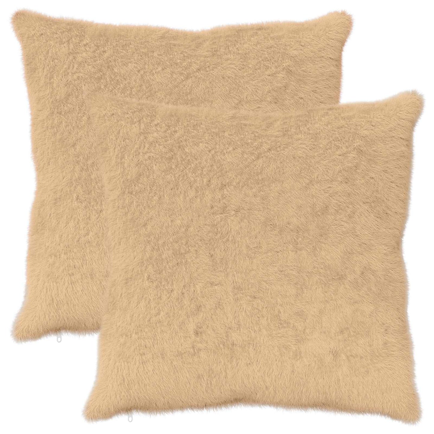 Cushion Cover 2 pcs HEERLEN Cream 80 x 80 cm Faux Rabbit Fur
