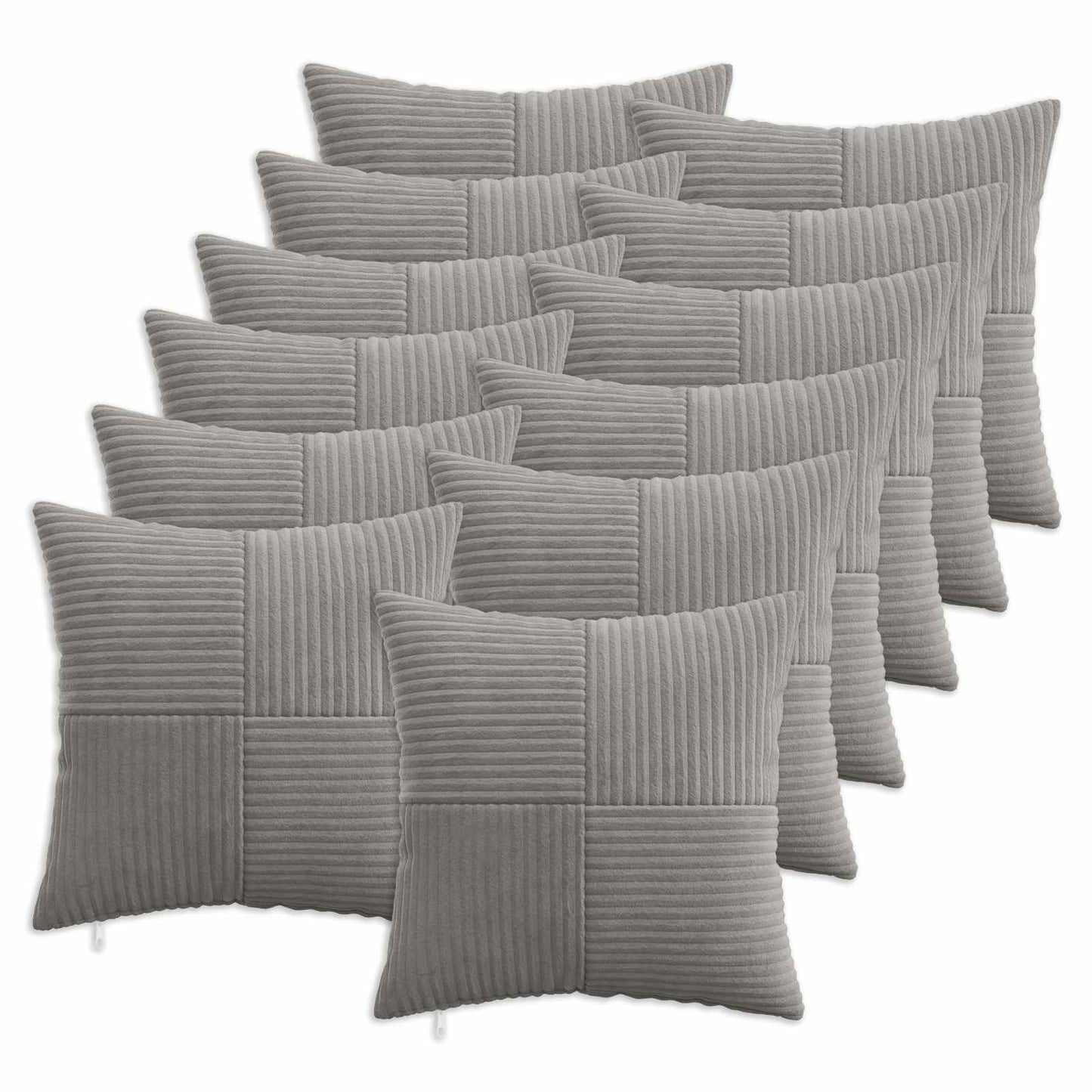 Cushion Cover 12 pcs ALMELO Light Grey 40 x 40 cm Corduroy
