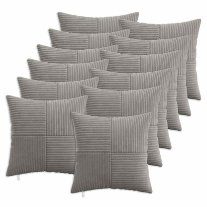 Cushion Cover 12 pcs ALMELO Light Grey 40 x 40 cm Corduroy